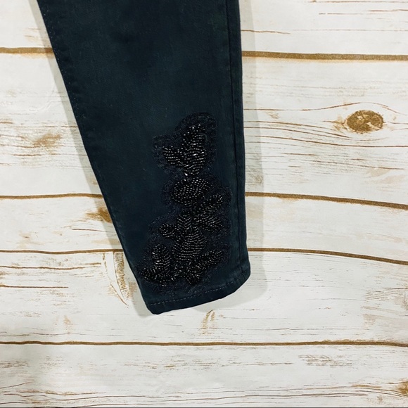 High Waisted Denim Perfect Beaded Ankle Leggings - Picture 5 of 8